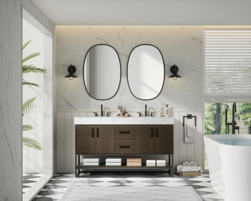 Home Living 54" Double Bathroom Vanity, Mocha Brown