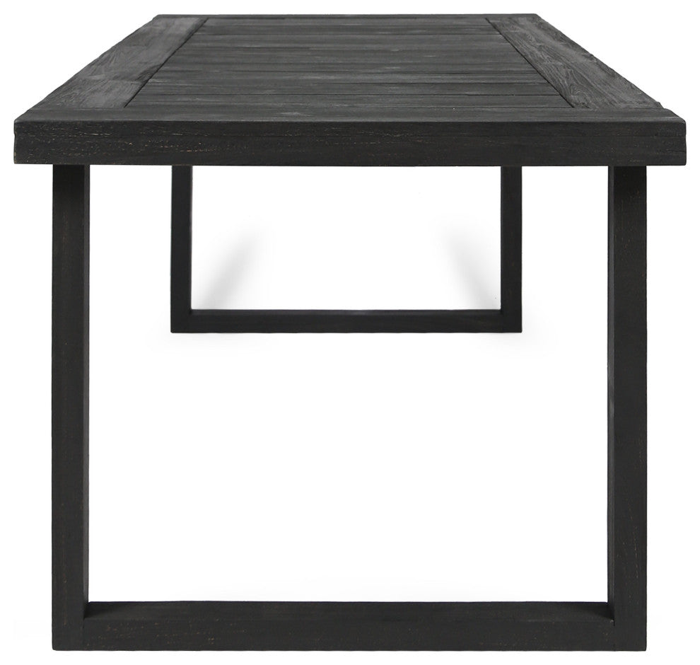 GDF Studio Ann Outdoor 69" Acacia Wood Dining Table, Sandblast Dark Gray Finish