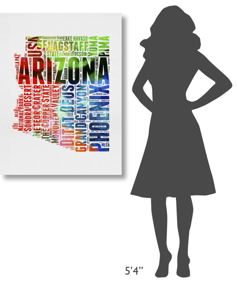 "Arizona Watercolor Word Cloud" Fine Art Print
