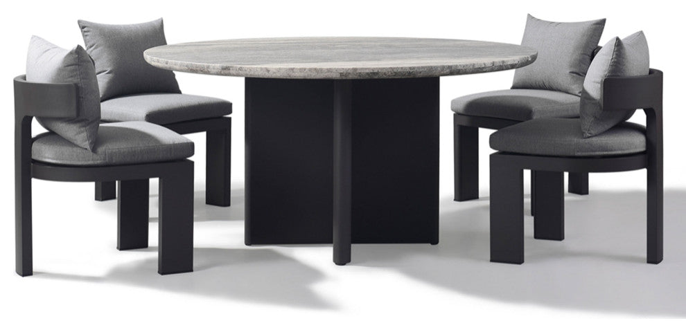 Round Travertine Outdoor Dining Table | Andrew Martin Caicos