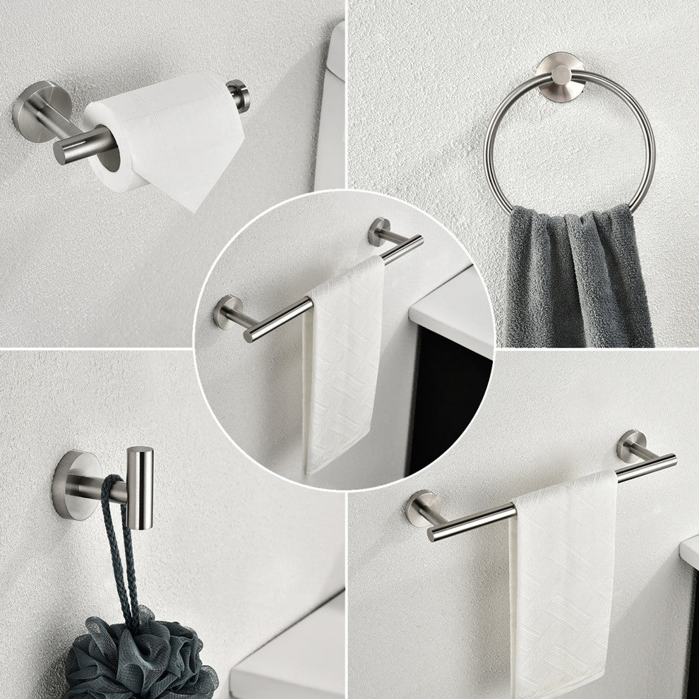 6-Piece Wall Mounted Bathroom Hardware Set, Brushed Nickel