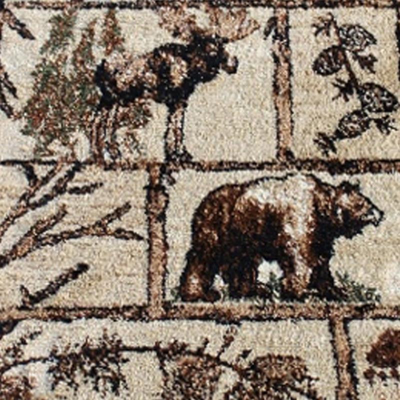 Vale Collection Rustic Wildlife Themed Area Rug, Brown, 2' X 7'