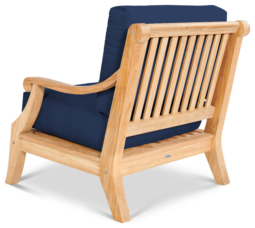 Sonoma 4-Piece Teak Outdoor Patio Deep Seating Set with Sunbrella Navy Cushions
