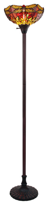 Empress Dragonfly Tiffany-Style 1 Light Torchiere Lamp 14" Wide