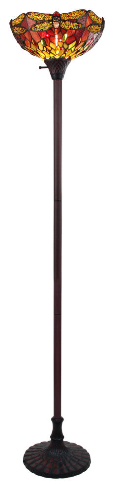 Empress Dragonfly Tiffany-Style 1 Light Torchiere Lamp 14" Wide