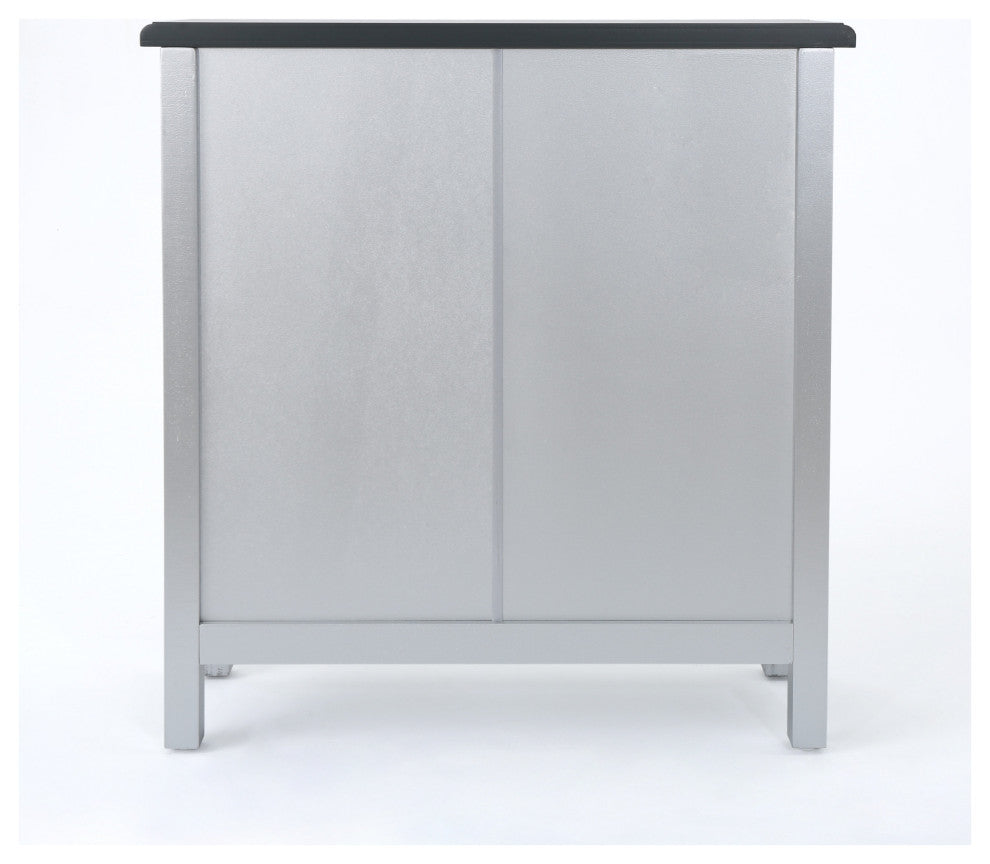 GDF Studio Aliana Shabby Painted Accent Cabinet, Silver/Charcoal Gray