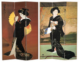 6' Tall Double Sided Japanese Ladies Canvas Room Divider