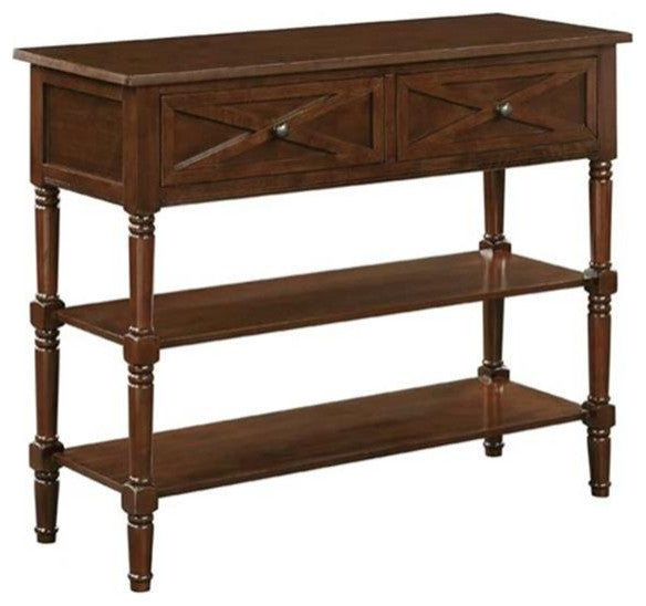 Convenience Concepts Country Oxford 2-Drawer Console Table Espresso Wood Finish