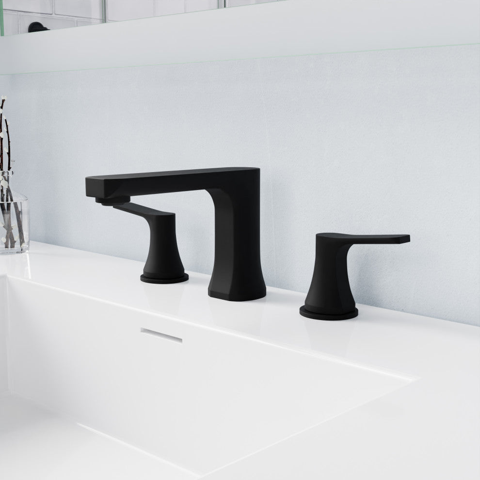 2-Handle 3-Hole Widespread Bathroom Faucet, Matte Black