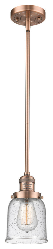 Small Bell 1-Light LED Pendant, Antique Copper, Glass: Seedy
