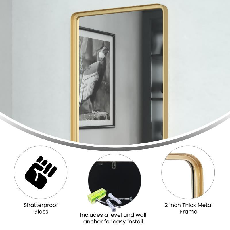 Janinne Decorative Wall Mirror, Matte Gold, 20"x30"
