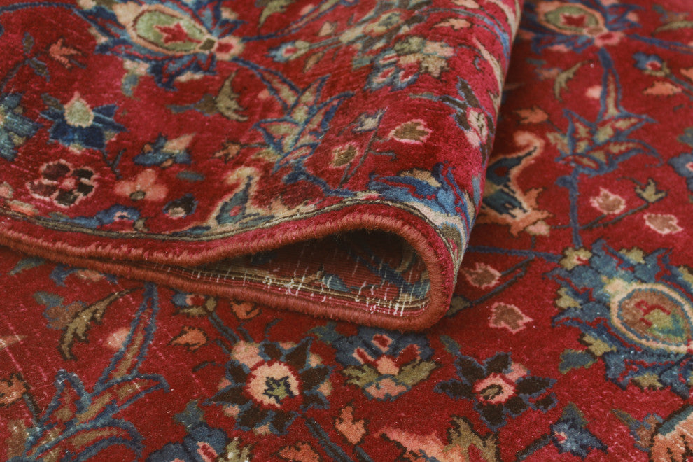 Fine Vintage Distressed Quintin Red/Blue-Grey Runner, 3'3 x 12'10