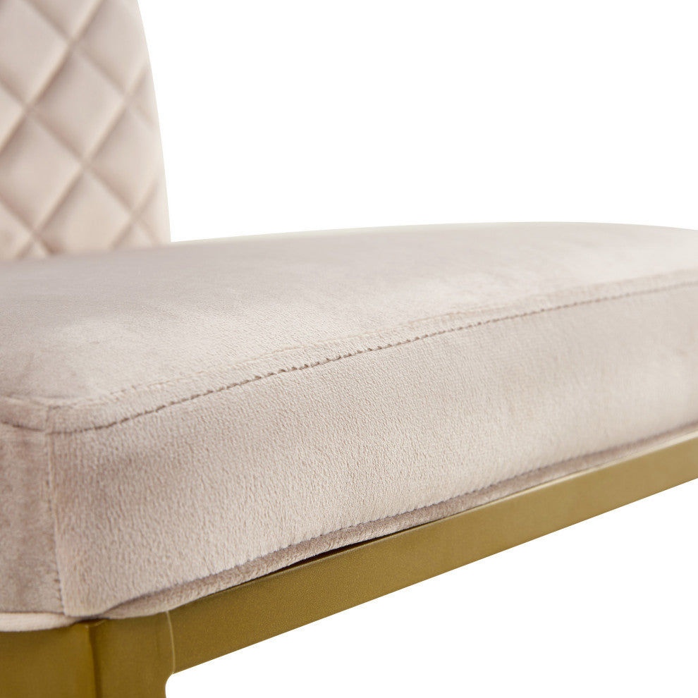 Modern Velvet 2 Bar Chair, Metal Legs for Dining,Kitchen and Bar, Beige Brown
