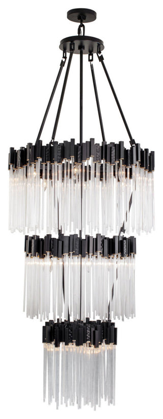 Matrix 18-Lt 3-Tier Chandelier - Matte Black/French Gold