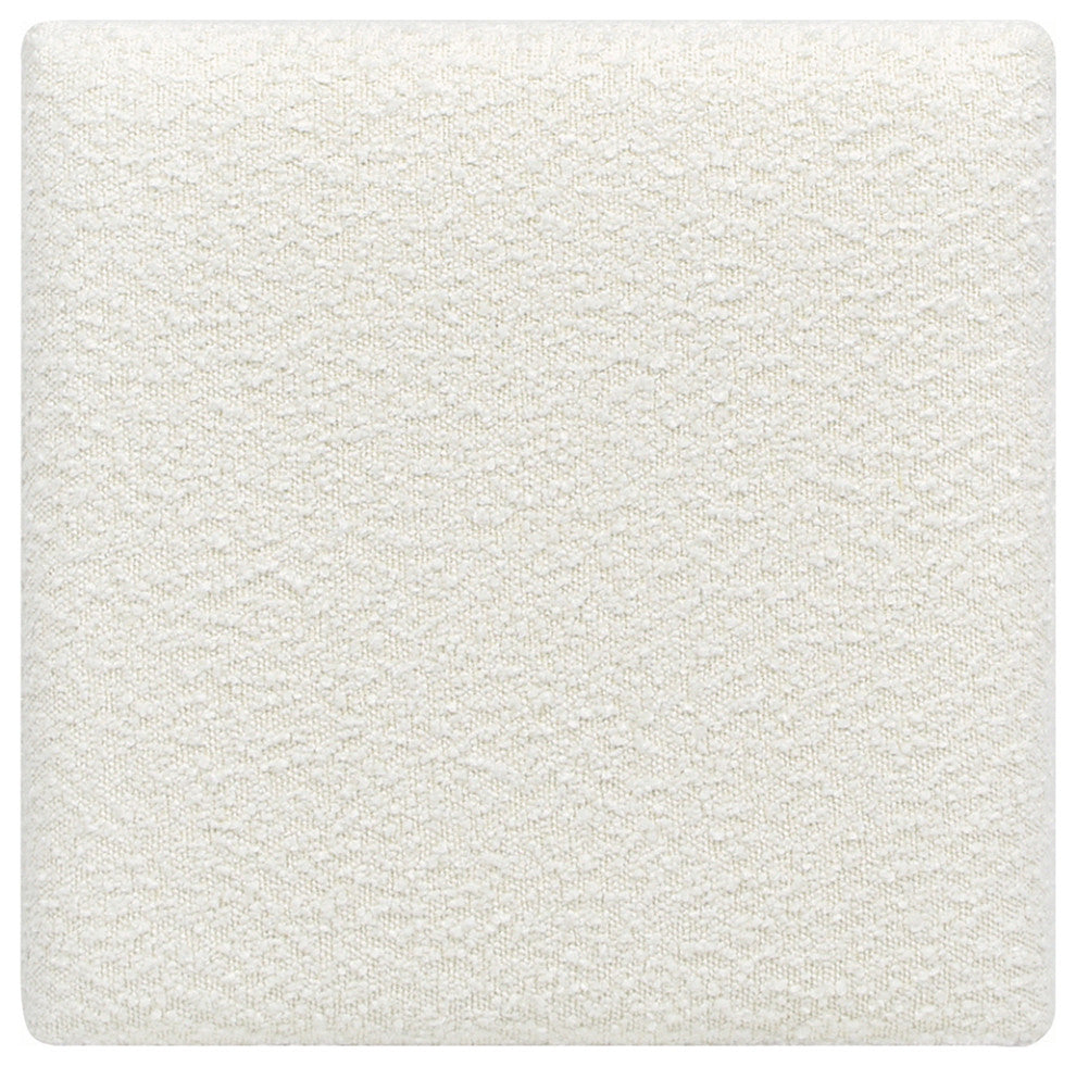 Jacob 18" Storage Cube Ottoman, Ivory White Boucle