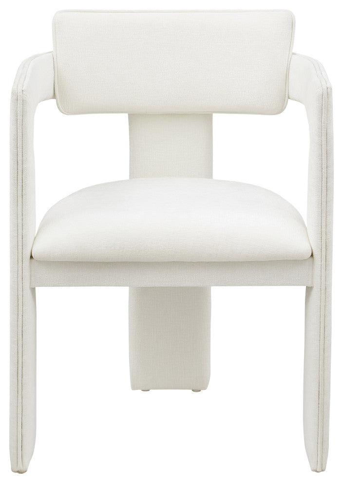 Brenda Upholstered Dining Chair, Cream, Chenille Fabric, Set of 2