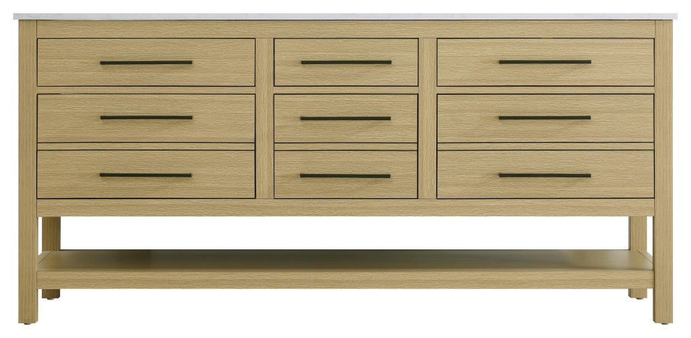 Home Living 72" Double Bathroom Vanity, Honey Brown