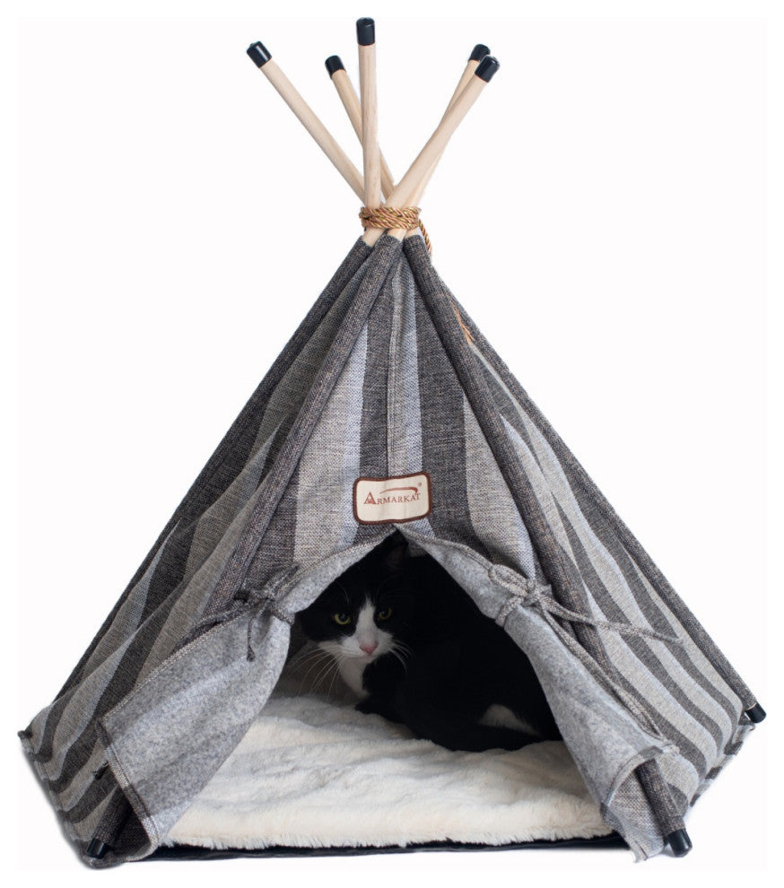 Armarkat Cat Bed Model C56HBS/SH, Teepee Style with Striped Pattern