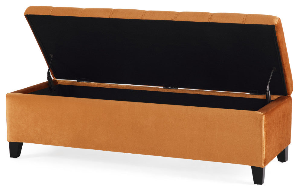 GDF Studio Santa Rosa Tufted Storage Ottoman Bench, Apricot