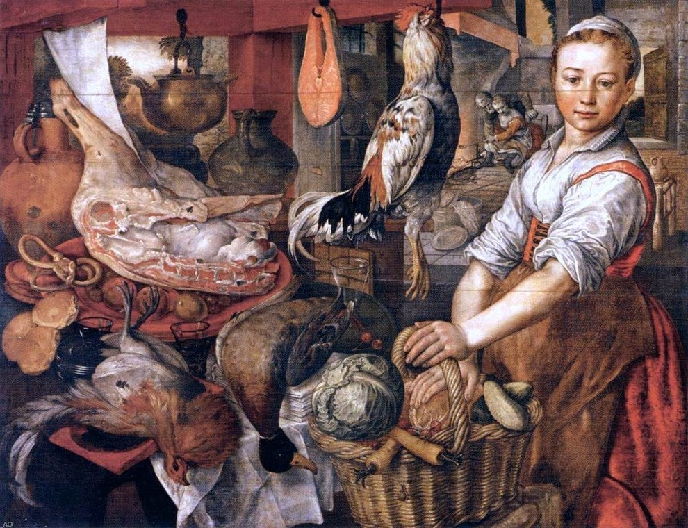 Joachim Beuckelaer Kitchen Interior, 21"x28" Gallery Wrapped Canvas Print