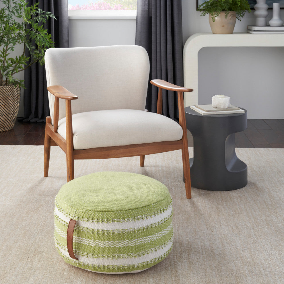 Mina Victory VJ088 Pouf, Green, 20" x 20" x 12"