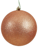 6" Rose Gold Glitter Ball Drilled 4/Bag