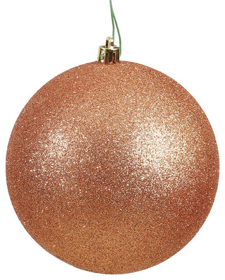 6" Rose Gold Glitter Ball Drilled 4/Bag
