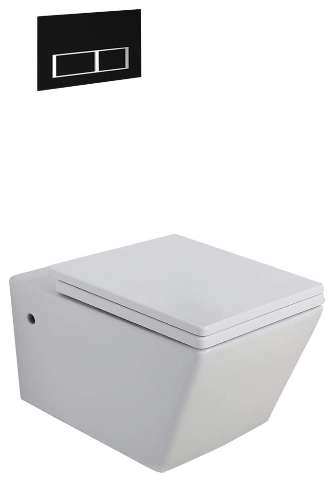 In-Wall Toilet Set, 2"x4" Carrier and Tank, Black Rectangular Actuators