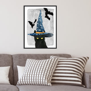 Canvas Art Framed 'Black Cat II' by Grace Popp, Outer Size 18x24"