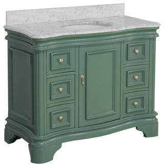 Katherine 42" Bath Vanity, Sage Green, Carrara Marble