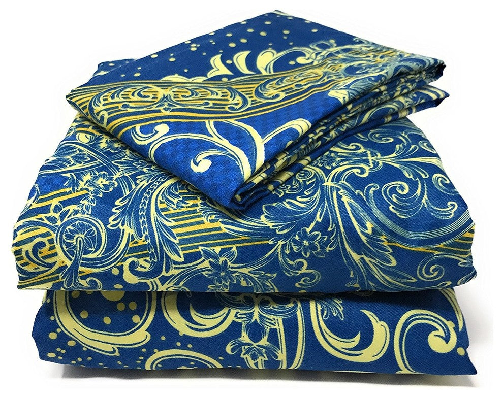 Tache Duvet Covers, Zipper and Ties, Navy Blue Damask, Twin