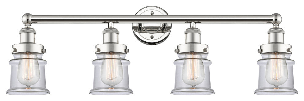 Canton 4-Light 32" Bath Vanity Light, Polished Nickel Finish, Clear Shade