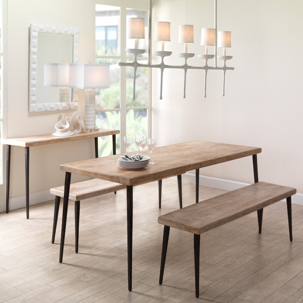 Rustic Minimalist Wood Iron 57" Bench Dining Table Seat Long Natural Classic