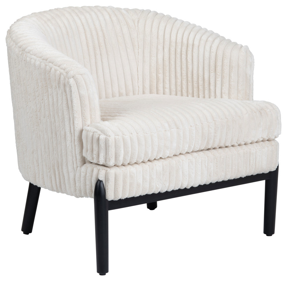 White Plush Upholstered Accent Chair