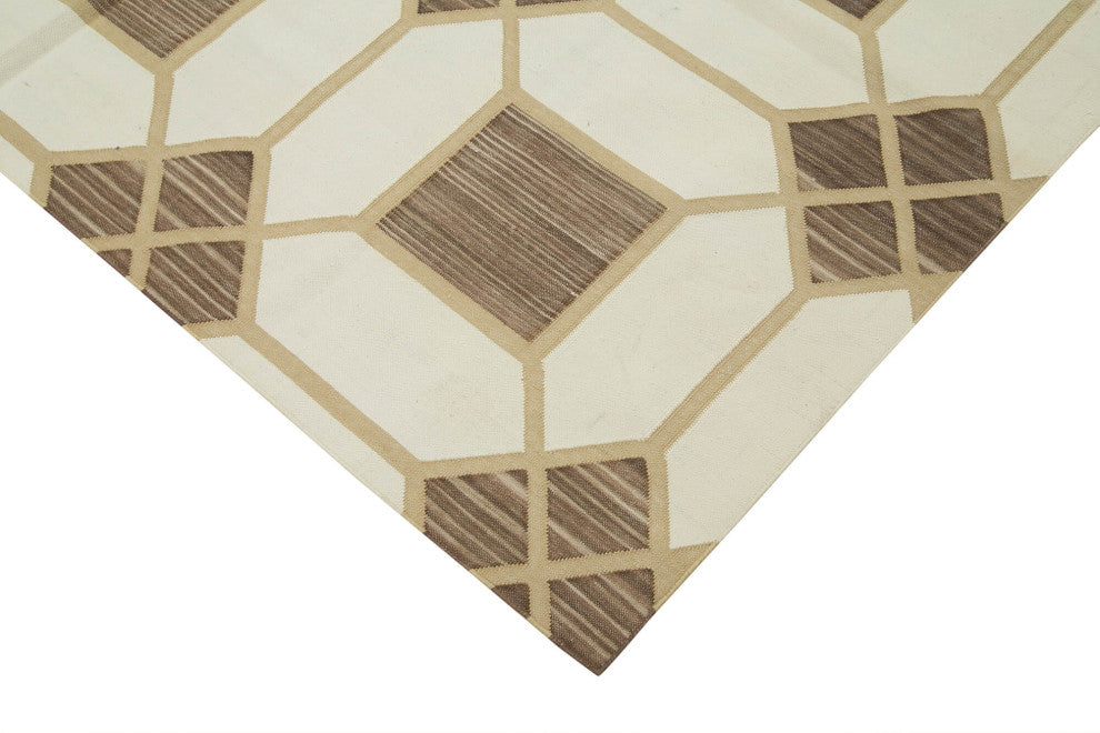 Rug N Carpet - Handmade Wool 5' 10'' x 8' 9'' Geometric Dhurrie Kilim Rug