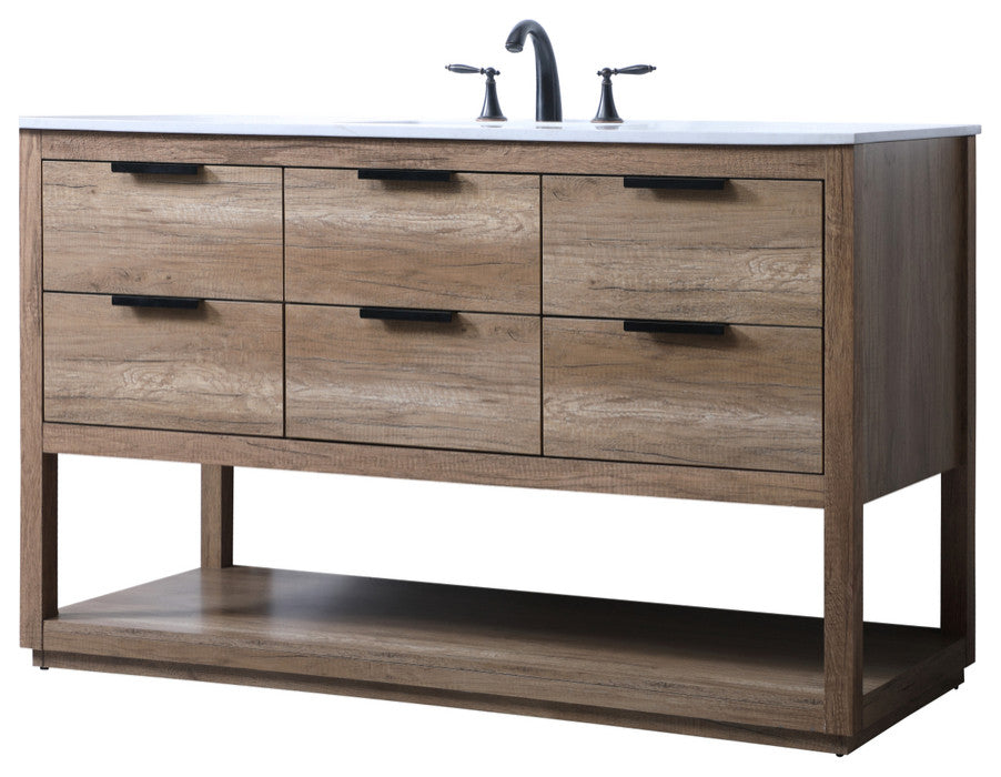 Louie 54" SIngle Bathroom Vanity, Natural Oak
