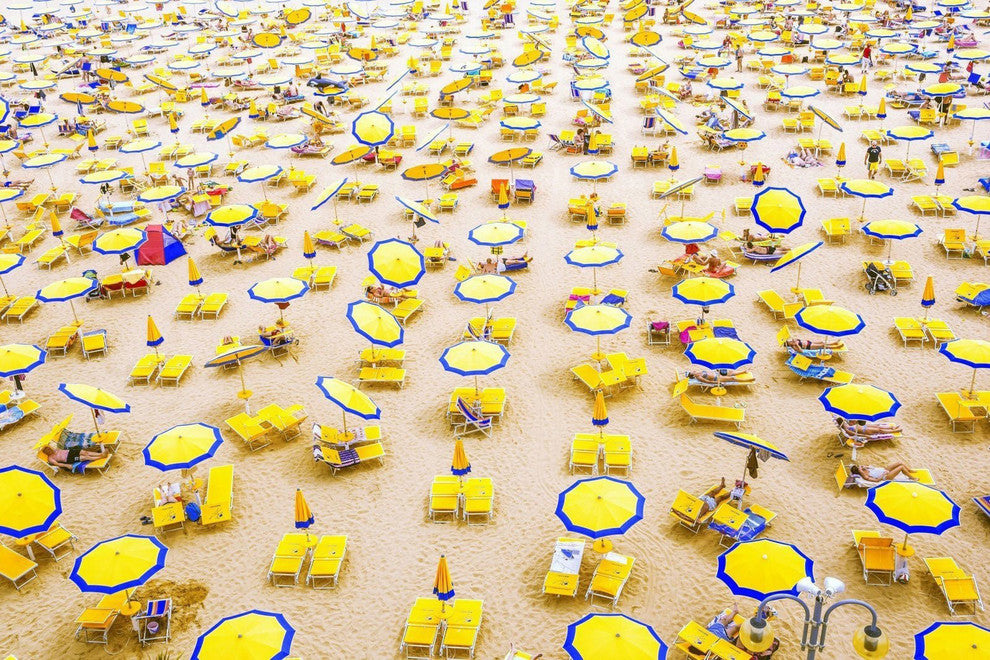 Yellow Umbrellas Print on Canvas, 114x76 cm