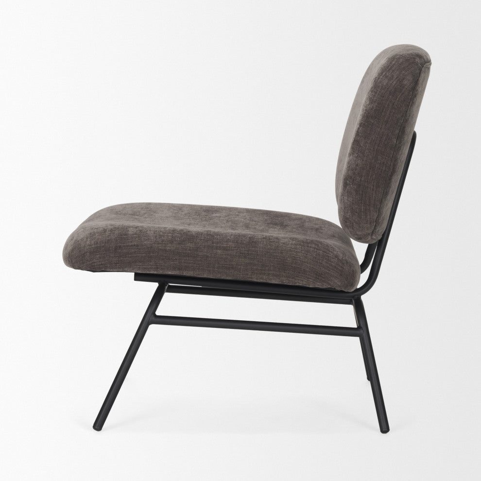Nora Charcoal Fabric With Matte Black Metal Legs Accent Chair