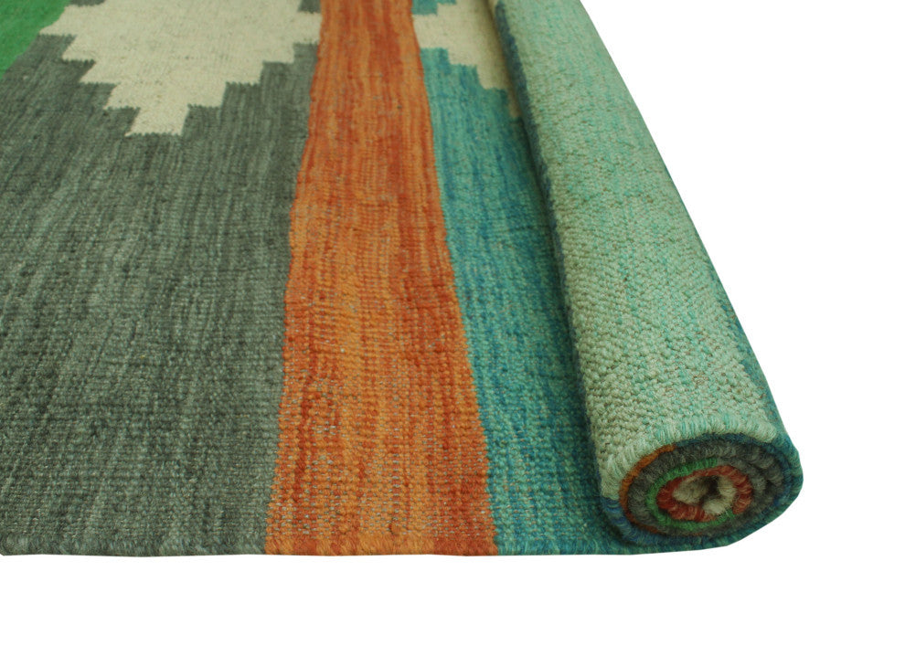 Winchester Kilim Zainnah Gray/Turquoise Rug, 3'11x5'10