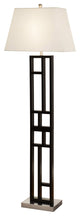 Perry 64" Geometric-Sculptured, Black and Brushed Steel Finished Floor Lamp
