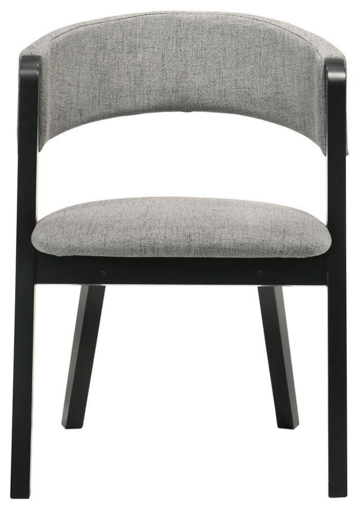 Rowan Accent Dining Chair, Black Finish and Gray Fabric, Set of 2