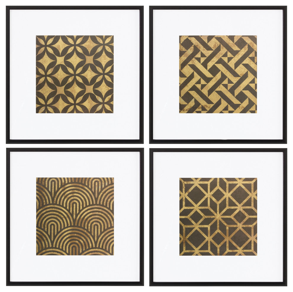 Framed Art Deco Geometric Print, 4-Piece Set