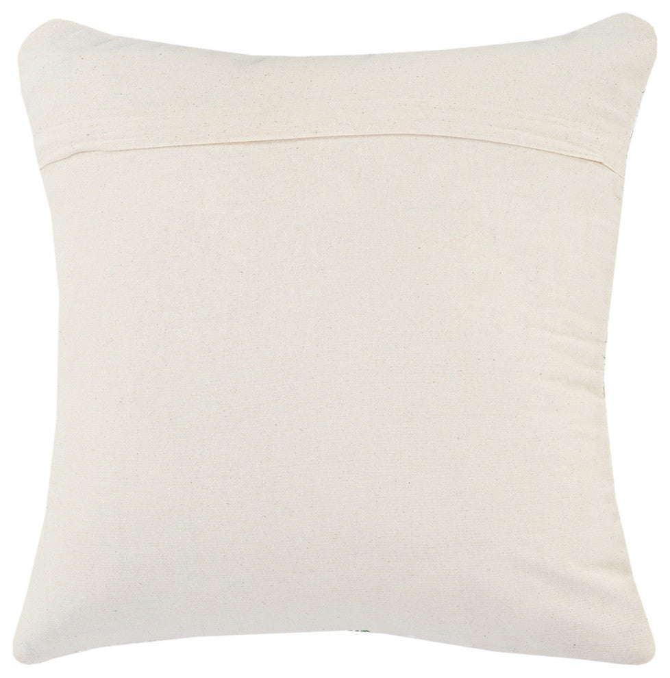 Ox Bay Handwoven White/Multi Geometric Organic Cotton Pillow Cover, 20"x20"