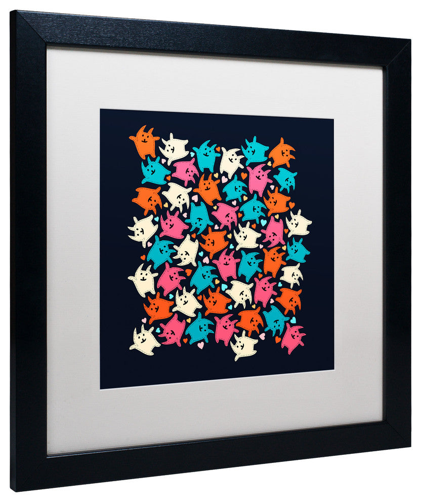 'Tiny Tumbling Kittens' Matted Framed Canvas Art by Carla Martell