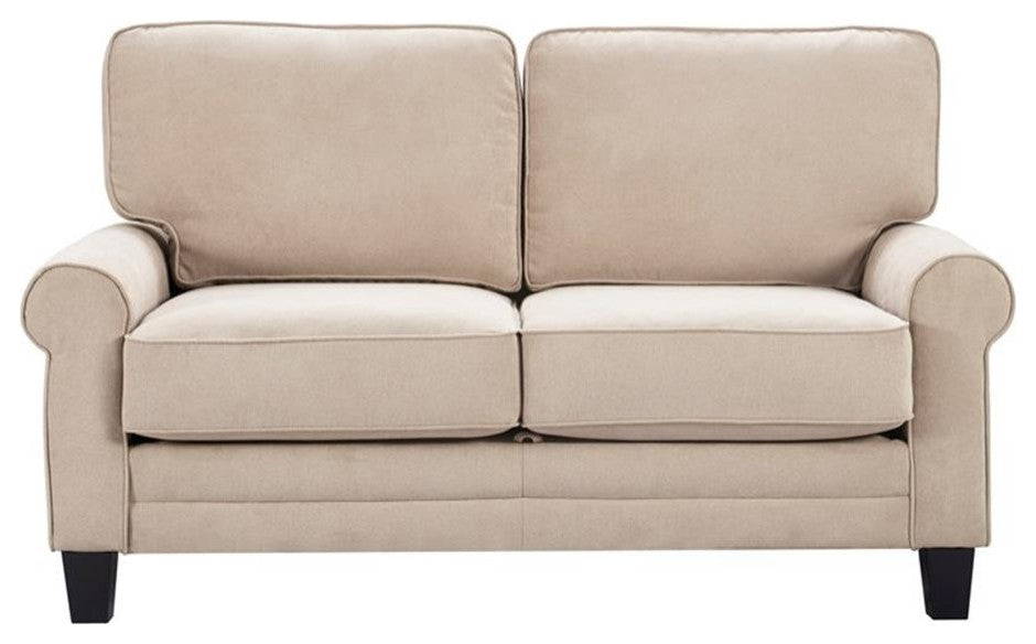 Serta Copenhagen 61" Round Arm Fabric Loveseat with Storage Soft Beige