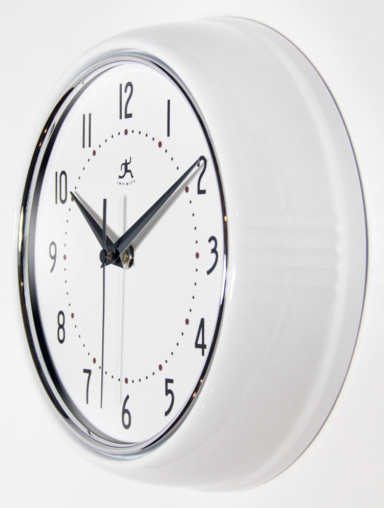 Infinity Instruments Retro Kitchen Vintage 50s Wall Clock, White