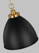 Wellfleet Medium Dome Pendant, Midnight Black and Burnished Brass