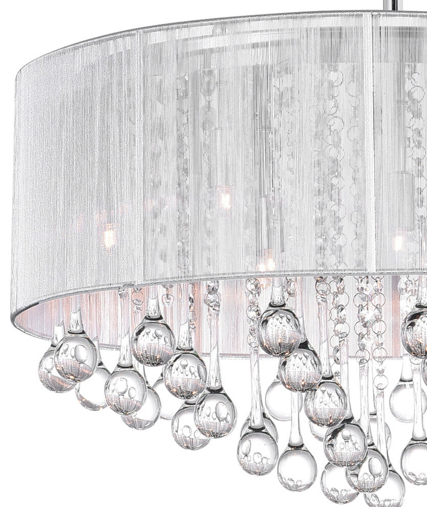 Water Drop 9 Light Drum Shade Chandelier With Chrome Finish