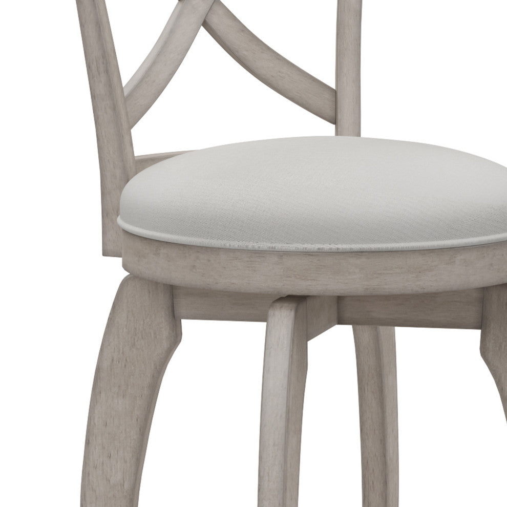 Hillsdale Ellendale Wood Swivel Stool, Curved X-Back, Aged Gray, Bar Height