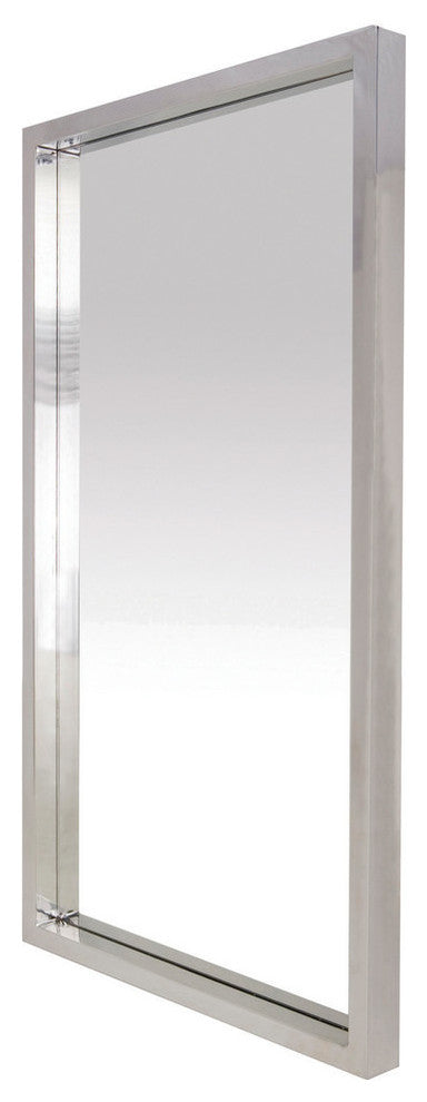 Glam Stainless Steel Wall Mirror, Silver, 36"x48"